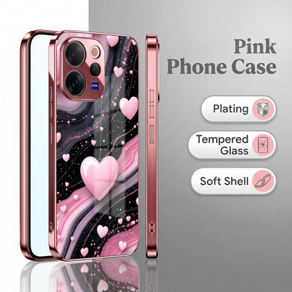 Vivo V70 5G Love Sparkle Pink Electroplated Glass Phone Back Case