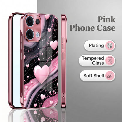 Oppo Reno 13 5G Love Sparkle Pink Electroplated Glass Phone Back Case