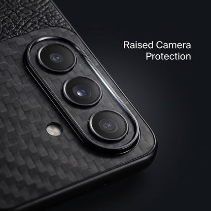 Samsung Galaxy A57 5G Wolf Focus Carbon Fiber Leather Hybrid Back Case