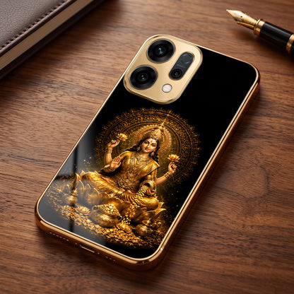 Oppo Reno 13 5G Golden Maa Lakshmi Gold Electroplated Glass Phone Back Case (Copy)