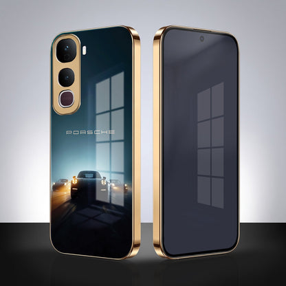 Vivo Y400 Pro Porsche Luxury Gold Electroplated Glass Phone Back Case