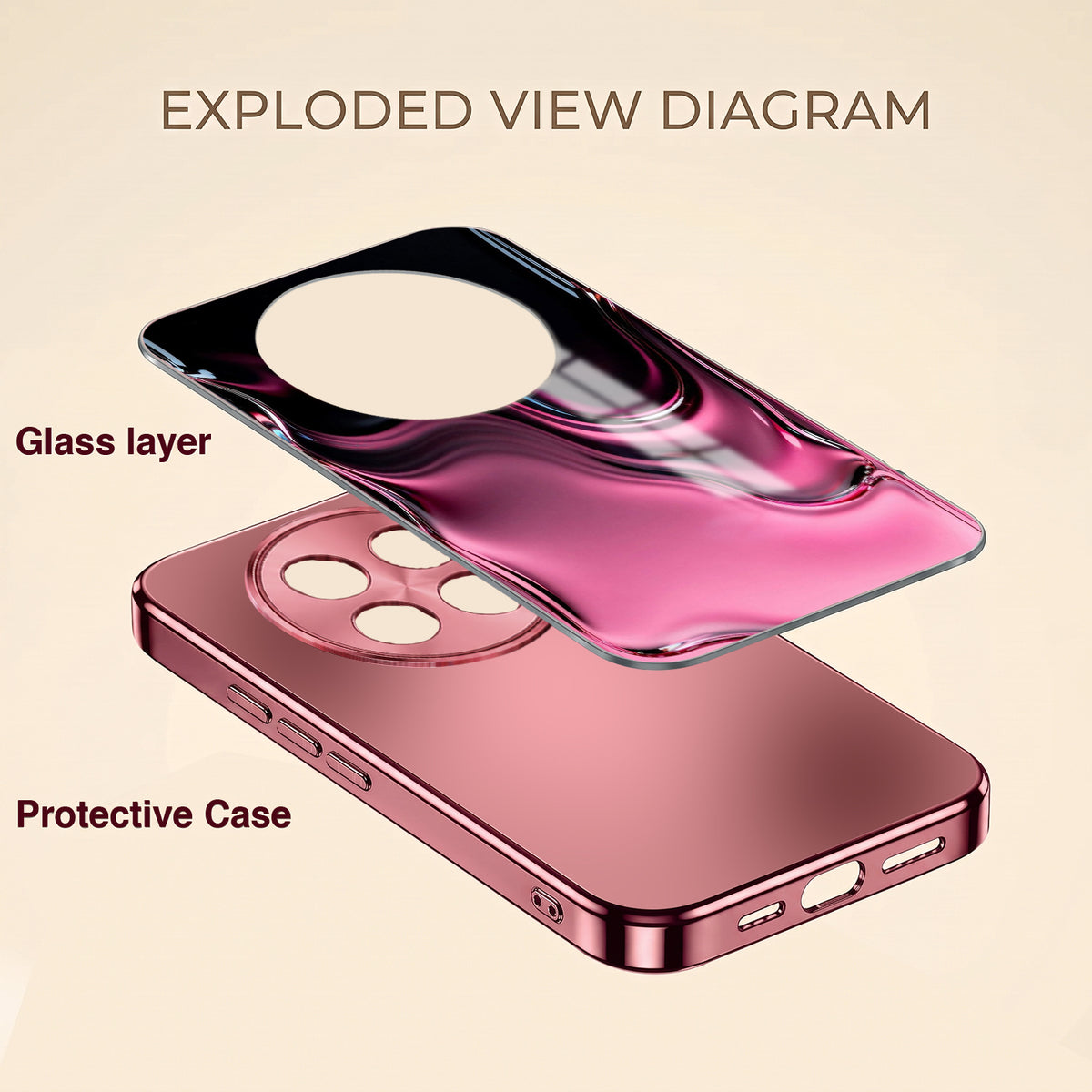 Oppo F29 Pro 5G Liquid Wave Pink Electroplated Glass Phone Back Case