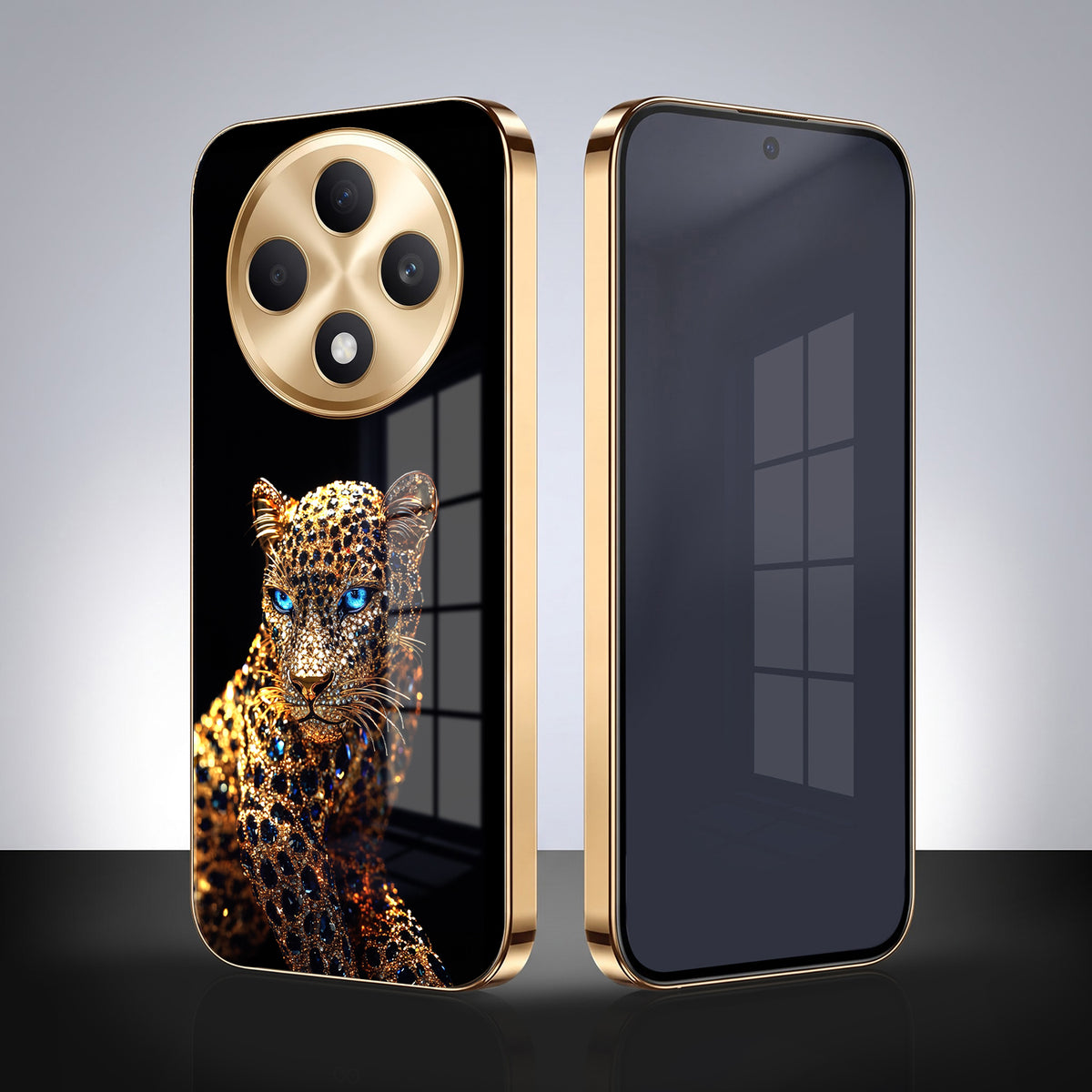 Oppo F27 5G Panther Gold Electroplated Glass Phone Back Case