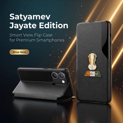 Vivo Y200 Pro 5G Premium Tri-Color Satyamev Jayate Half Window Flip Case