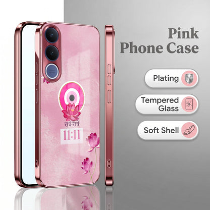 Vivo V70 FE 5G Luxury Radhe Radhe 11:11 Pink Electroplated Glass Phone Back Case
