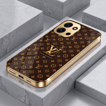 OnePlus Nord 6 5G LV Brown Monogram Gold Electroplated Glass Phone Back Case