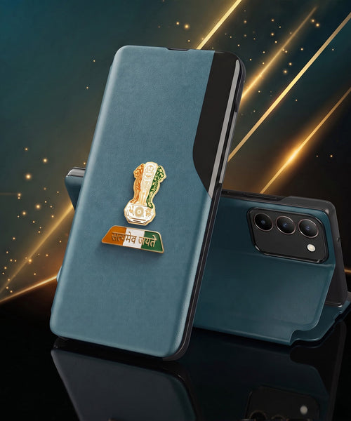Vivo T3 5G Premium Tri-Color Satyamev Jayate Half Window Flip Case