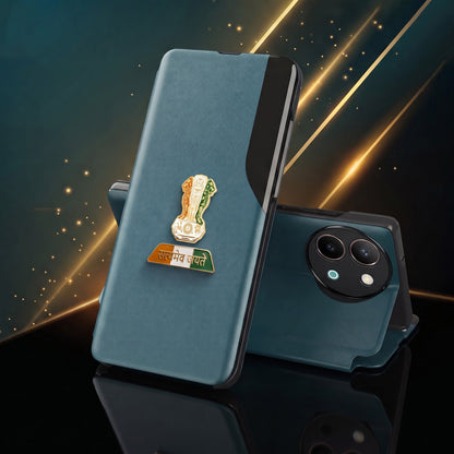 Vivo Y58 5G Premium Tri-Color Satyamev Jayate Half Window Flip Case