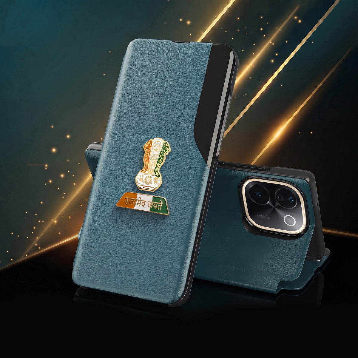 Vivo T3 Pro 5G Premium Tri-Color Satyamev Jayate Half Window Flip Case