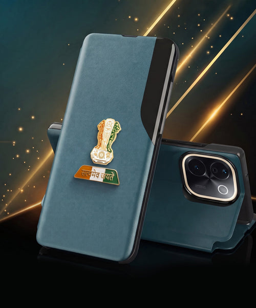 Vivo T3 Pro 5G Premium Tri-Color Satyamev Jayate Half Window Flip Case