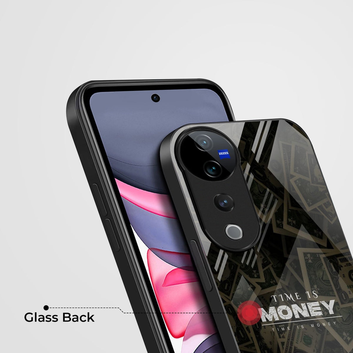 Vivo V40 Pro 5G Premium Acrylic Shockproof Glass Back Case (Time is Money)