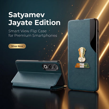 Vivo Y200e 5G Premium Tri-Color Satyamev Jayate Half Window Flip Case
