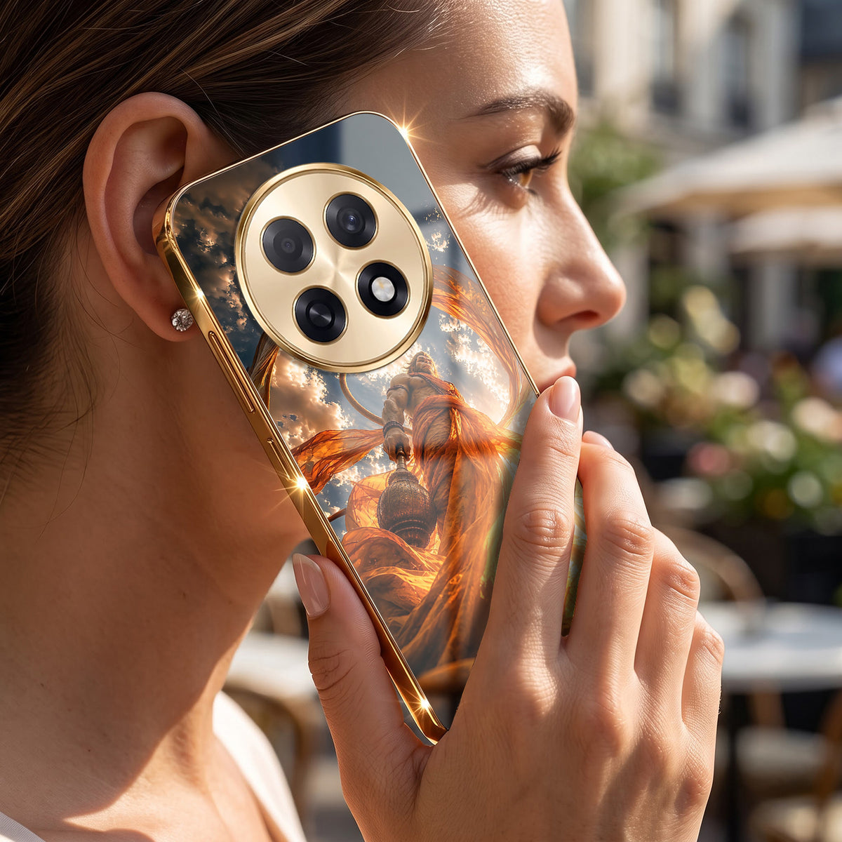 Oppo F31 Pro+ 5G Divine Hanuman Gold Electroplated Glass Phone Back Case