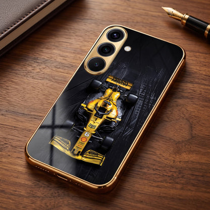 Samsung Galaxy A56 5G F1 Racing Car Gold Electroplated Glass Phone Back Case