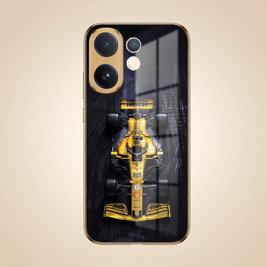 Vivo T4 Pro 5G F1 Racing Car Gold Electroplated Glass Phone Back Case