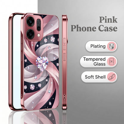 Oppo Reno 14 5G Diamond Glam Pink Electroplated Glass Phone Back Case