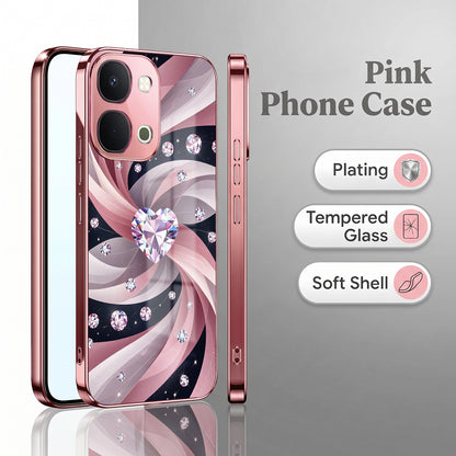Vivo T5x 5G Diamond Glam Pink Electroplated Glass Phone Back Case