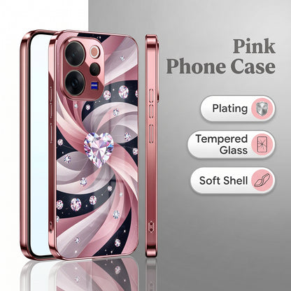 Vivo V70 5G Diamond Glam Pink Electroplated Glass Phone Back Case