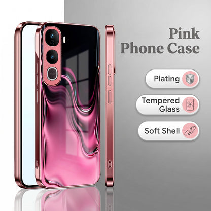 Vivo Y400 Pro 5G Liquid Wave Pink Electroplated Glass Phone Back Case