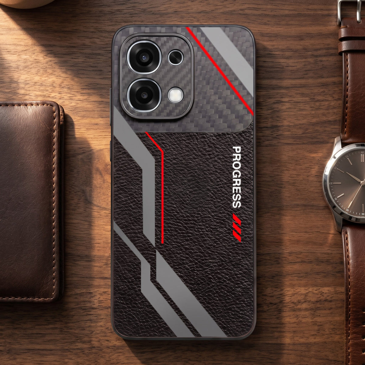 Oppo F31 5G Progress Stripe Carbon Fiber Leather Hybrid Back Case