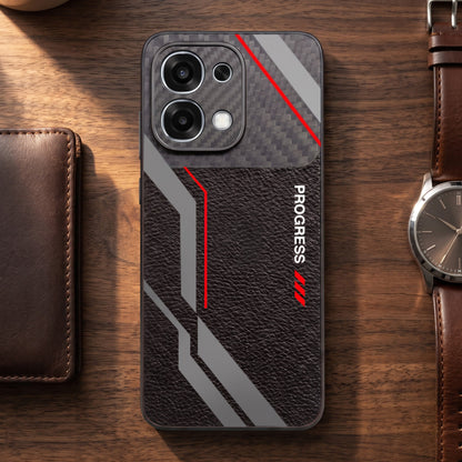 Oppo F31 5G Progress Stripe Carbon Fiber Leather Hybrid Back Case
