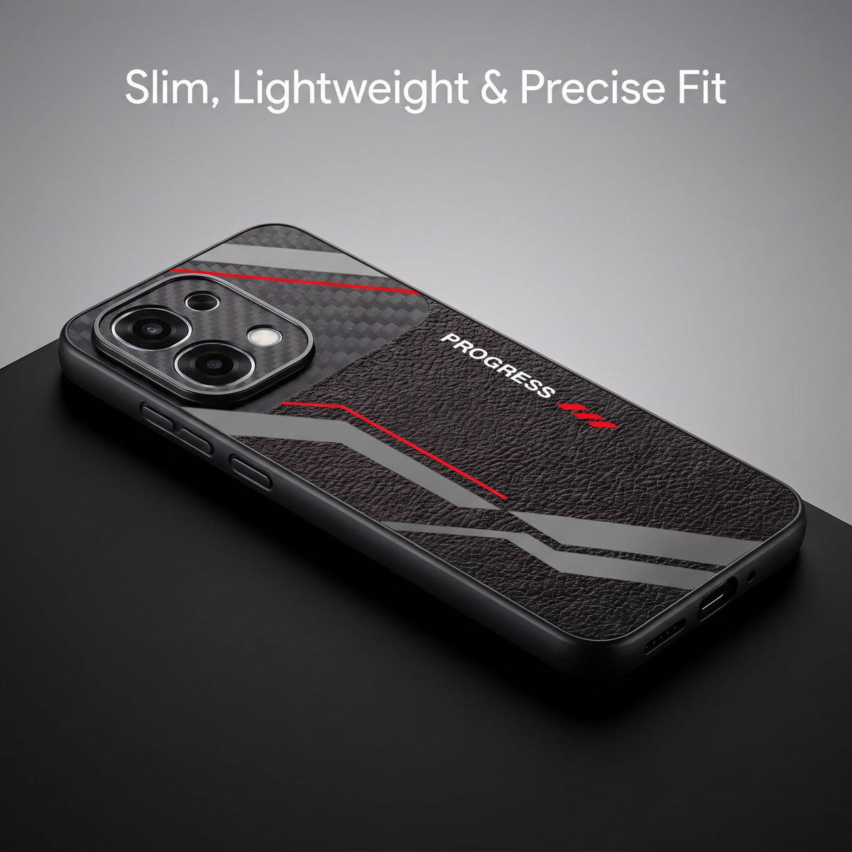 Oppo F31 5G Progress Stripe Carbon Fiber Leather Hybrid Back Case