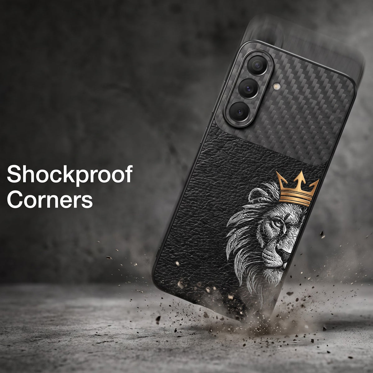 Samsung Galaxy A57 5G Lion King Carbon Fiber Leather Hybrid Back Case