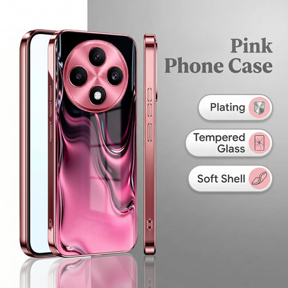 Oppo F27 5G Liquid Wave Pink Electroplated Glass Phone Back Case