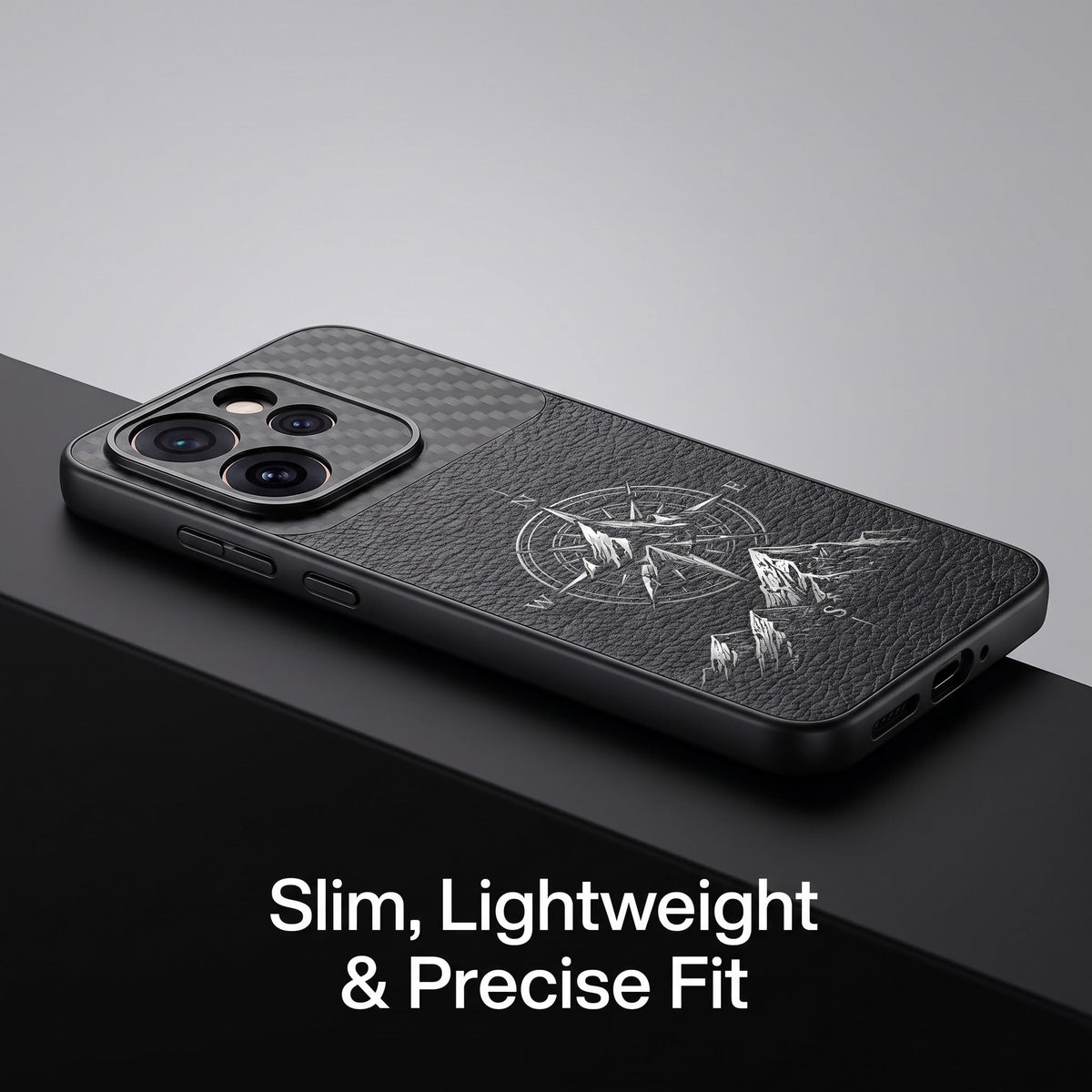Oppo Reno 15 Pro Mini 5G Compass Carbon Fiber Leather Hybrid Back Case