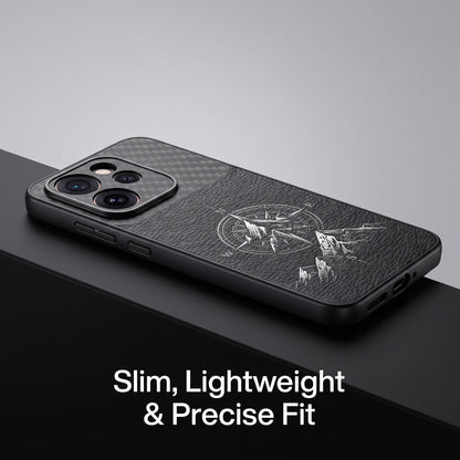 Oppo Reno 15 Pro Mini 5G Compass Carbon Fiber Leather Hybrid Back Case
