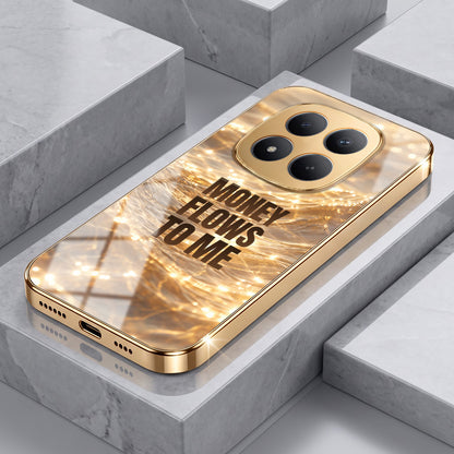 Redmi Note 15 Pro+ 5G Money Flows To Me Gold Electroplated Glass Phone Back Case
