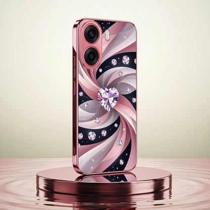 Oppo K14x 5G Diamond Glam Pink Electroplated Glass Phone Back Case