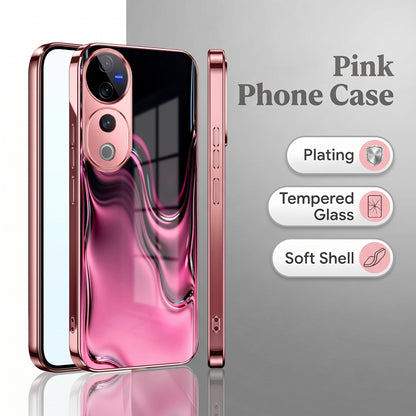 Vivo V40 Pro 5G Liquid Wave Pink Electroplated Glass Phone Back Case