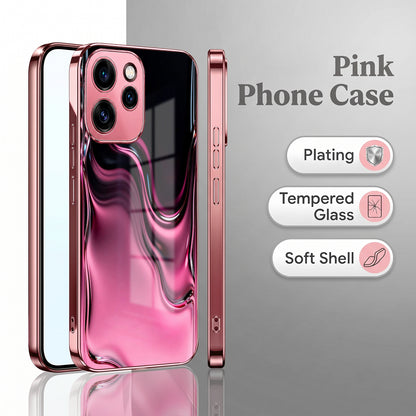 Oppo Reno 15 Pro 5G Liquid Wave Pink Electroplated Glass Phone Back Case
