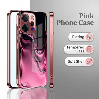 Vivo V70 5G Liquid Wave Pink Electroplated Glass Phone Back Case
