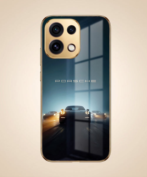 Oppo Reno 16C 5G Porsche Luxury Gold Electroplated Glass Phone Back Case