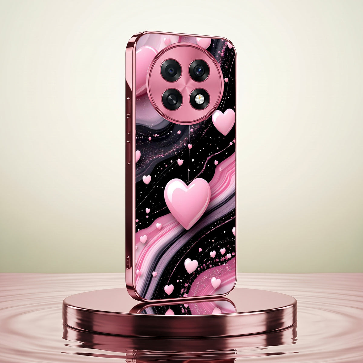 Oppo F31 Pro+ 5G Love Sparkle Pink Electroplated Glass Phone Back Case