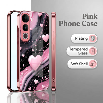 Vivo Y400 Pro 5G Love Sparkle Pink Electroplated Glass Phone Back Case