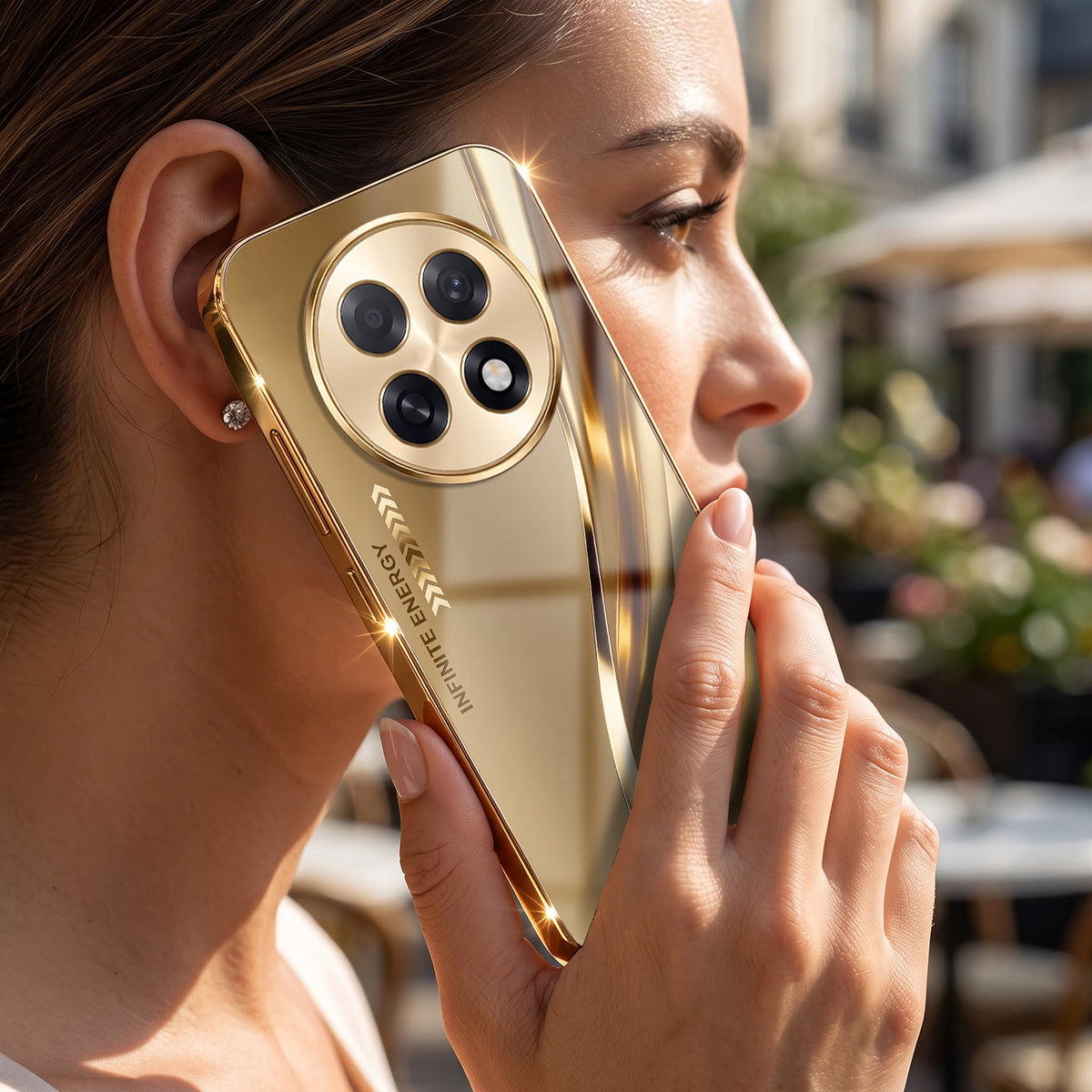 Oppo F31 Pro+ 5G Luxury Infinity Energy Gold Electroplated Glass Phone Case