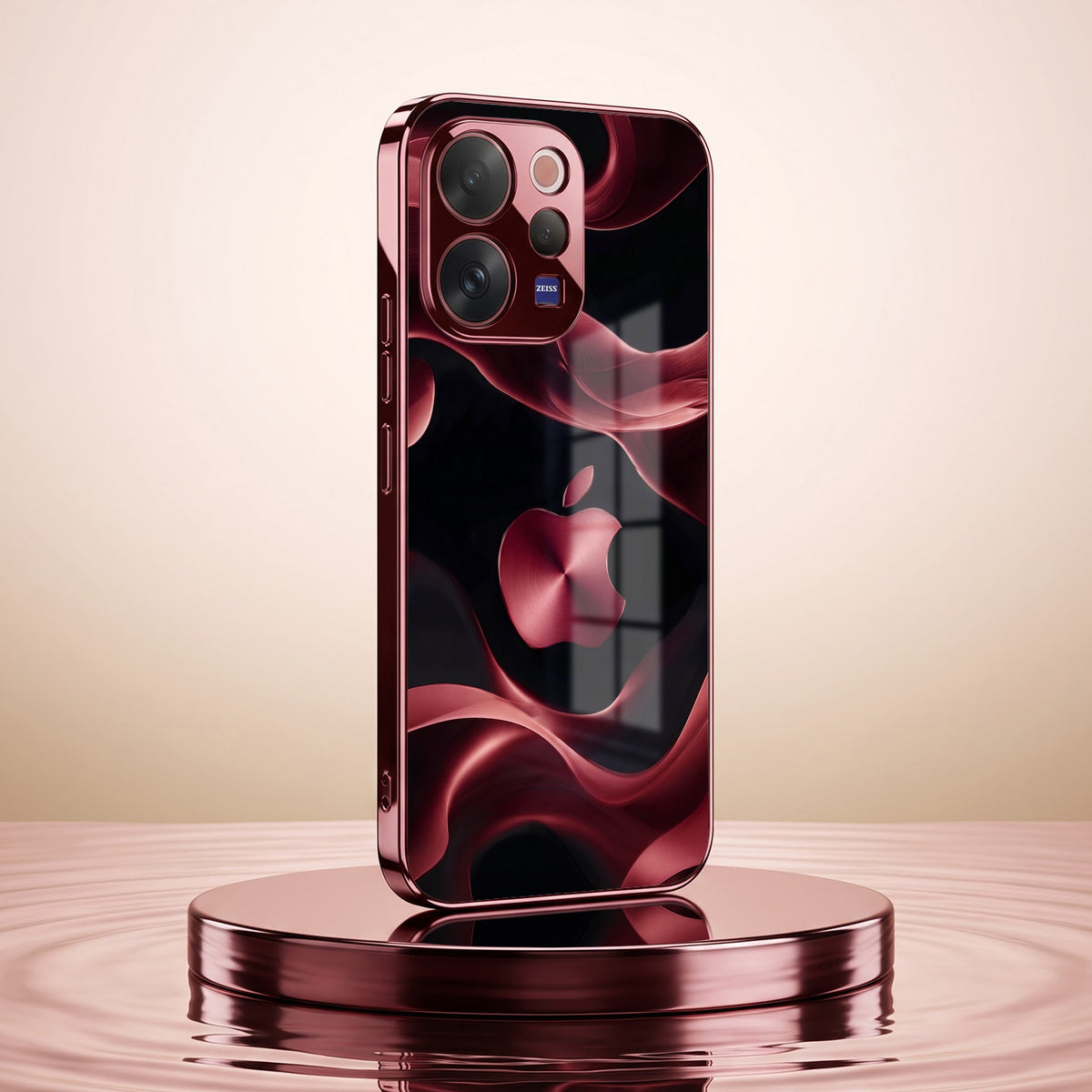 Vivo V70 5G Wave Apple Burgundy Electroplated Glass Back Case