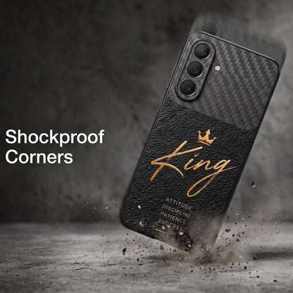 Samsung Galaxy A57 5G  King Carbon Fiber Leather Hybrid Back Case