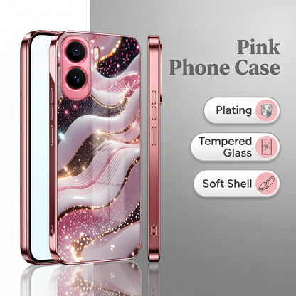 Vivo T5 Pro 5G Midnight Pearl Wave Pink Electroplated Glass Phone Back Case