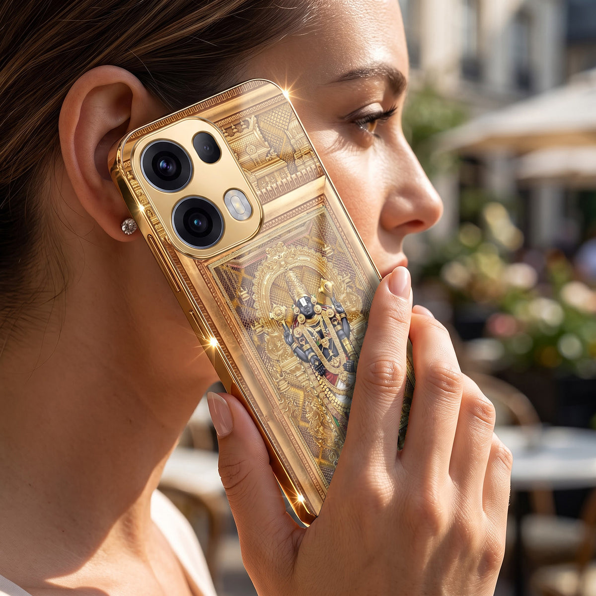 Oppo Reno 13 Pro 5G Premium Heritage Gold Electroplated Glass Phone Back Case