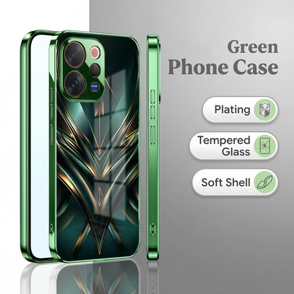Vivo V70 5G Vortex 3D Arrows Green Electroplated Glass Back Case