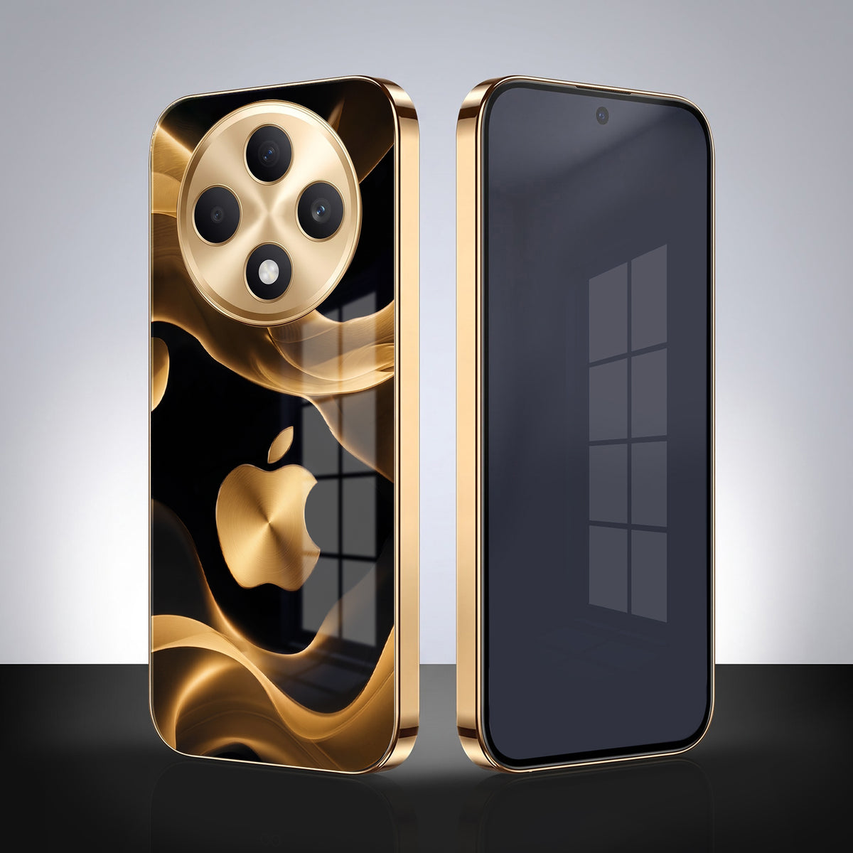 Oppo F27 5G Luxury Wave Gold Electroplated Glass Phone Back Case