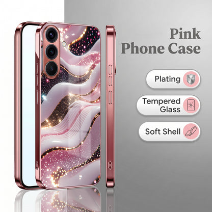 Samsung Galaxy A27 5G Midnight Pearl Wave Pink Electroplated Glass Phone Back Case