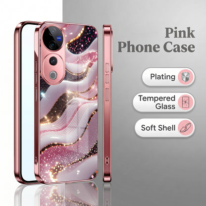 Vivo V40 Pro 5G Midnight Pearl Wave Pink Electroplated Glass Phone Back Case