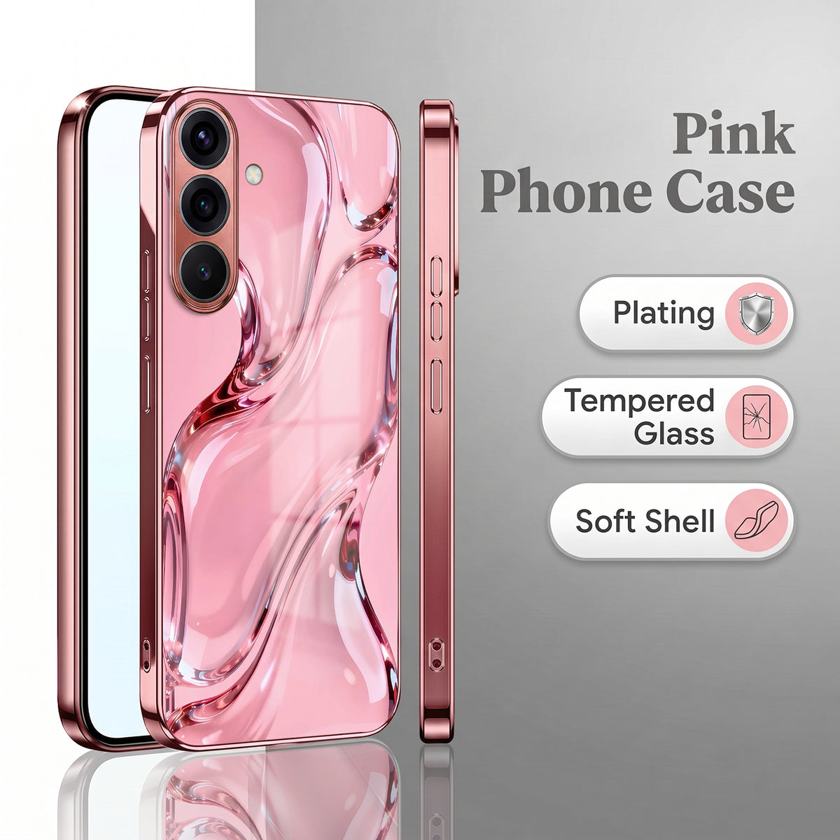 Samsung Galaxy A36 5G Crystal Wave Energy Pink Electroplated Glass Phone Back Case