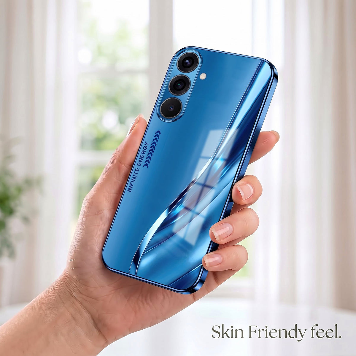 Samsung Galaxy A56 5G Luxury Infinity Energy Blue Electroplated Glass Phone Back Case