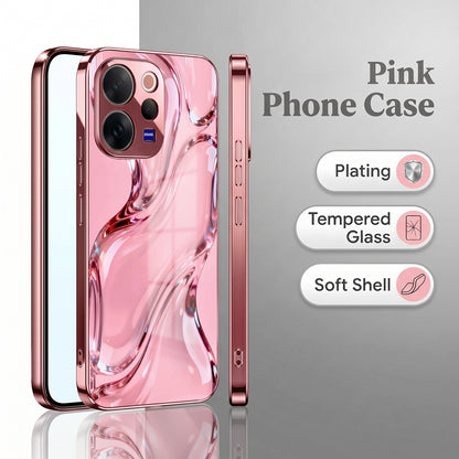 Vivo V70 5G Crystal Wave Energy Pink Electroplated Glass Phone Back Case